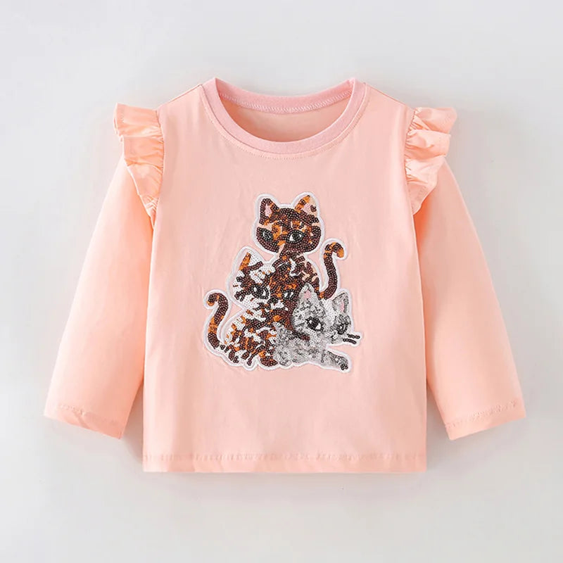 Little Girls Toddler Kids t shirt Long Sleeve t-shirt Tee Tops 100% Cotton Baby Girl Clothes Children Underwear Bunny 1-7Y