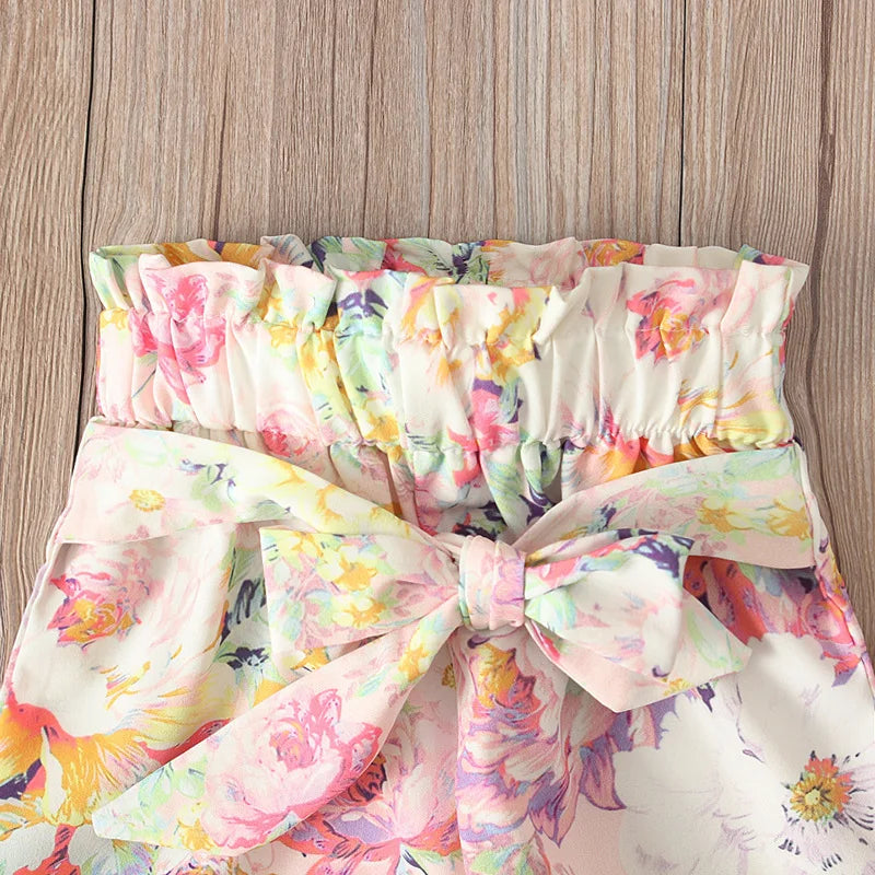 Spring 3Piece Outfits Newborn Baby Girls Clothes Long Sleeve Cotton Bodysuits+Flowers Pants+Headband Infant Clothing Sets
