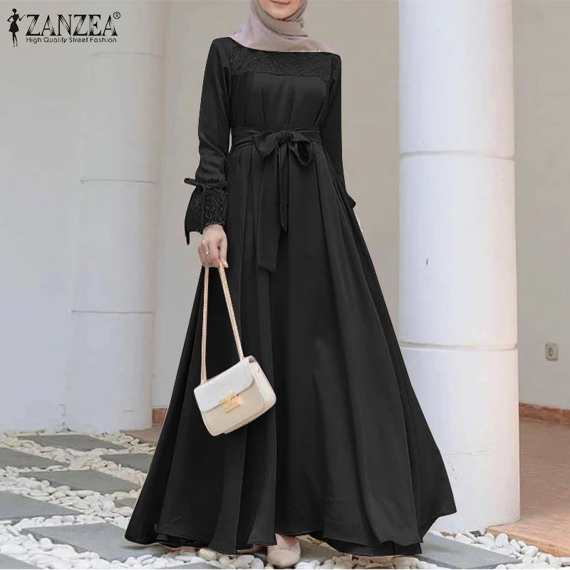 Dubai Turkey Caftan Marocain Eid Mubarek Abaya Hijab Dress  Women Long Sleeve Casual Muslim Dress Islamic Clothing