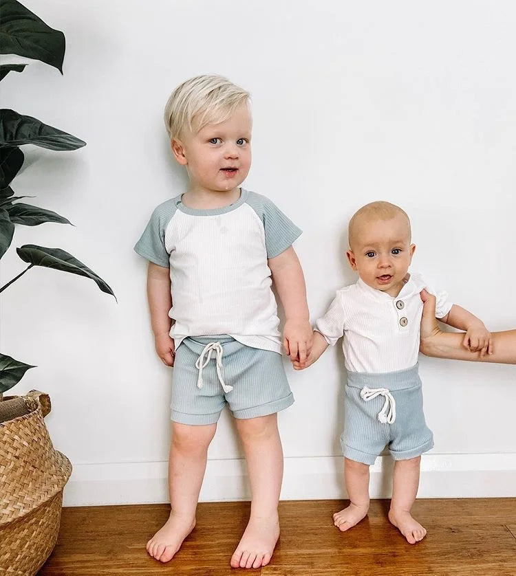 Toddler Baby Girls Boys Kids Summer Clothes Short Sleeve T-shirt Tops + Shorts Pants Outfits Set 0-5Y