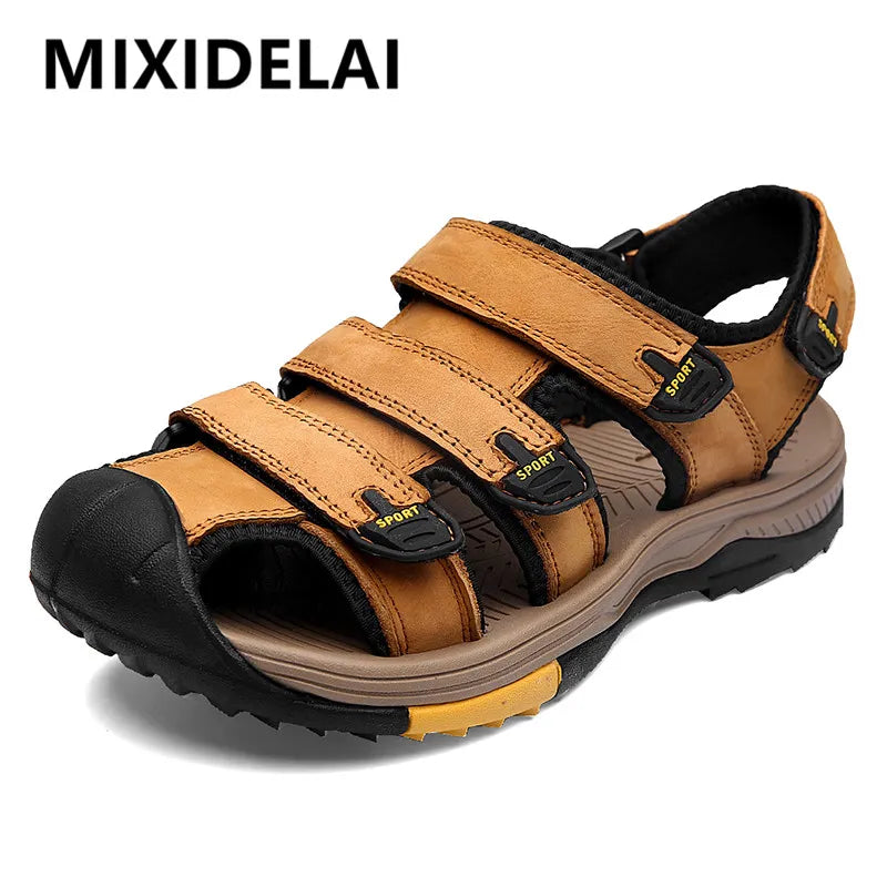 Men's Sandals Genuine Leather Casual Men's Shoes Outdoor Comfortable Breathable Beach Sandals Roman Fashion Sneakers