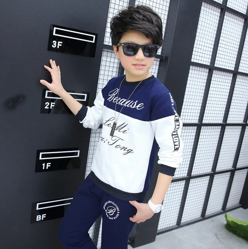 new Boys clothes sport suit casual sets autumn letter children SPRING kids tracksuit spring + pants 5 6 7 8 9 10 11 12 year