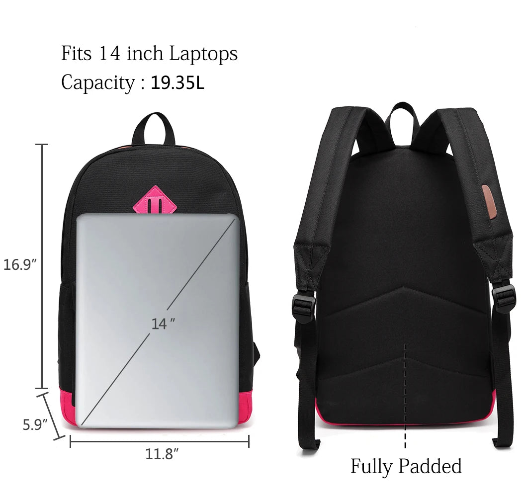 Backpack Women and Girls  Unisex Classic Water Resistant Rucksack School Backpack 14Inch Laptop for Teenager