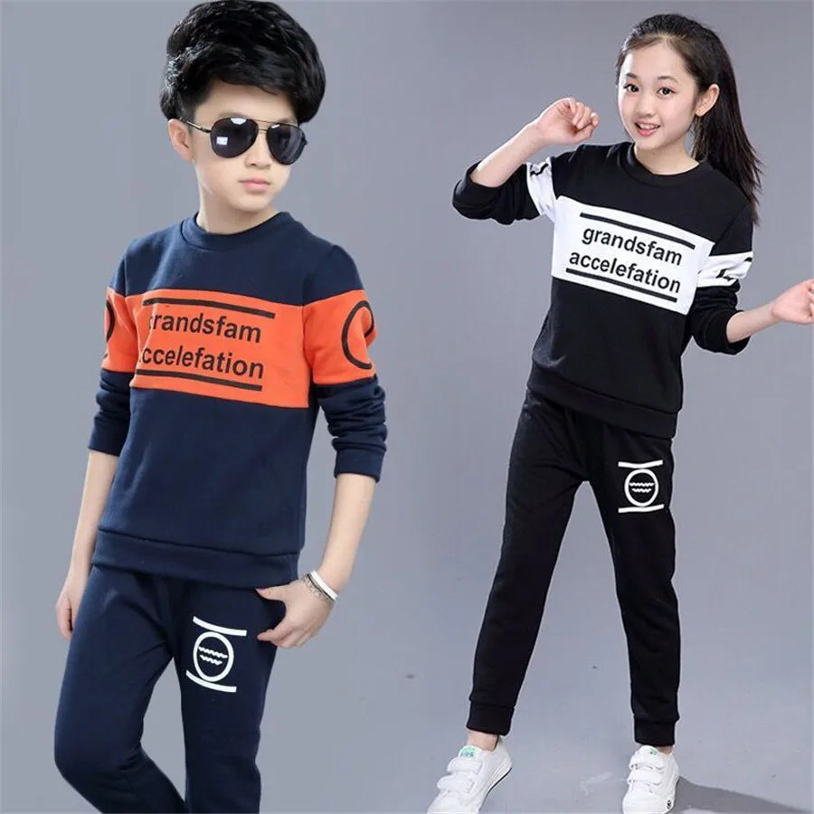 Kids New Girls Clothing Clothes Sports Suits Boy Tracksuits Sets  spring Autumn Top + pants 5 6 7 8 9 10 11 12 Year