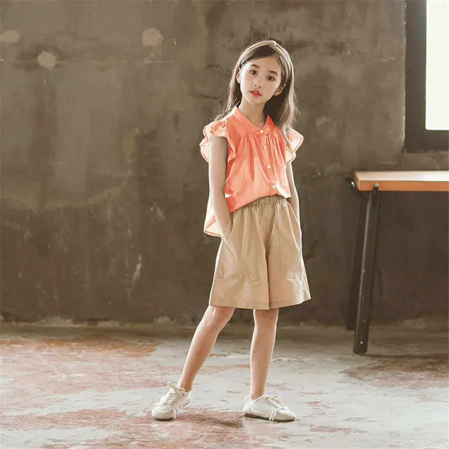 Girls Clothes Set Summer top + Short Pants 2 PCS Children Clothing For Girls Teen Kids Girls Clothes 8 10 12  Year