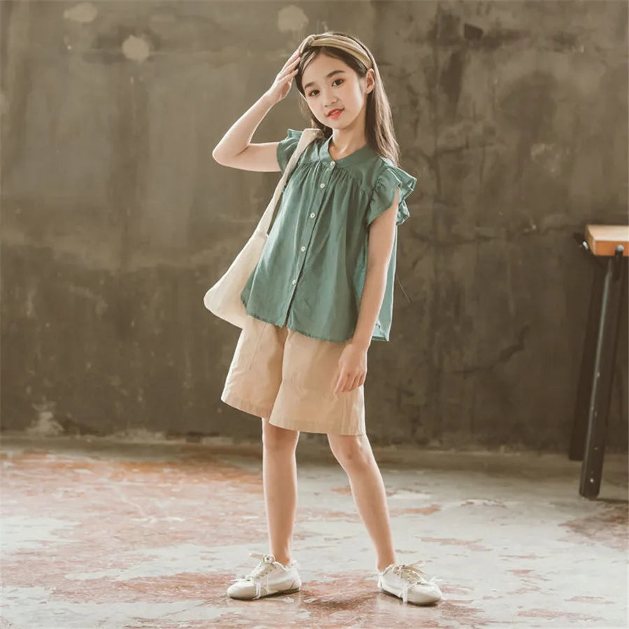 Girls Clothes Set Summer top + Short Pants 2 PCS Children Clothing For Girls Teen Kids Girls Clothes 8 10 12  Year