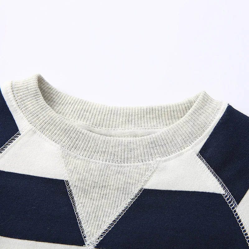 Spring Autumn Fashion 2 3 4 5 6 7 8 9 10 Years Long Sleeve Striped Print Pullover Handsome Sweatshirt For Kids Baby Boy