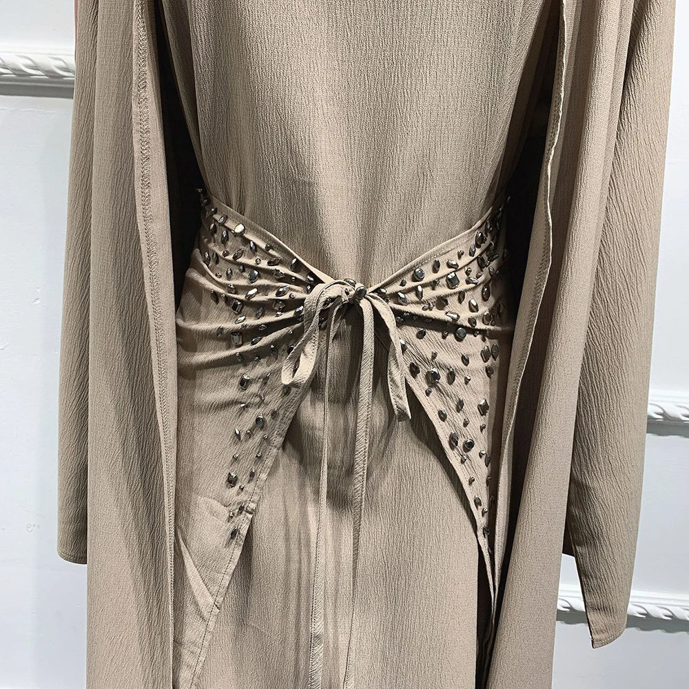 Open Abaya Islam Arabic Muslim Sets Hijab Prayer Long Dress For Women Robe Longue Kimono Femme Musulmane