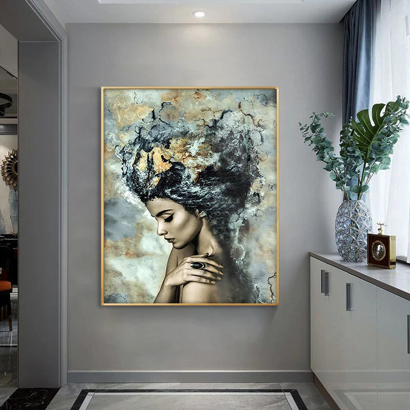 Portrait Wall Art Canvas Painting Posters and Prints Wall Art  Marble Girl Picture for Living Room Home Decor