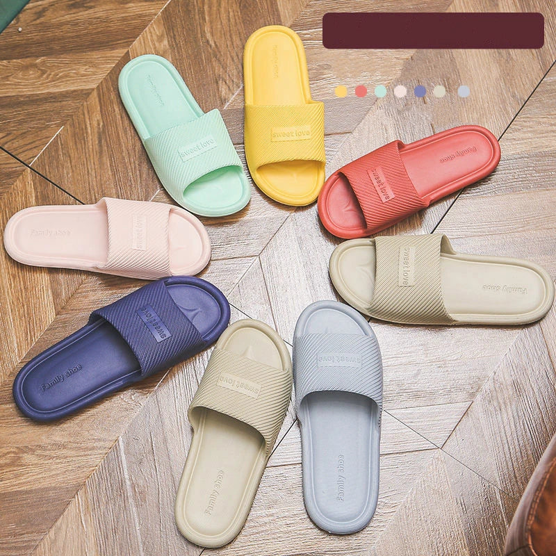 New Slippers Women Summer Flip Flops Indoor House Couples Home Bathroom Non-slip Soft Tide To Wear Slippers Flat Shoes