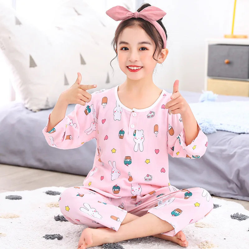 Teens Pijamas Boys Sleepwear 100% Cotton Long Sleeve Clothes Sets Cartoon 2Pieces Sets Pyjamas Kids Nightwear