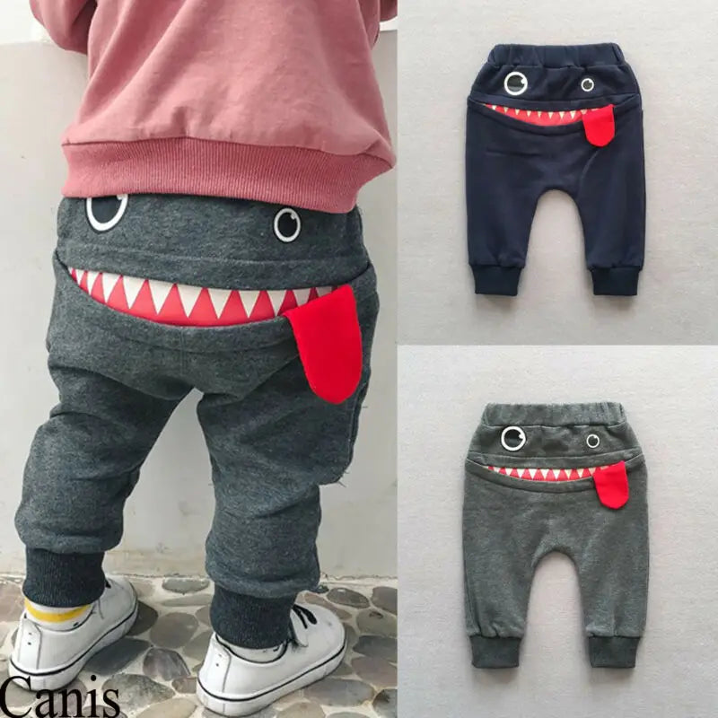 Baggy Clothes Boy Clothes Toddler Baby Boy Cartoon Big Mouth Monster Print  Harem Pants Cotton Baggy Jogger Trousers 0-4Y