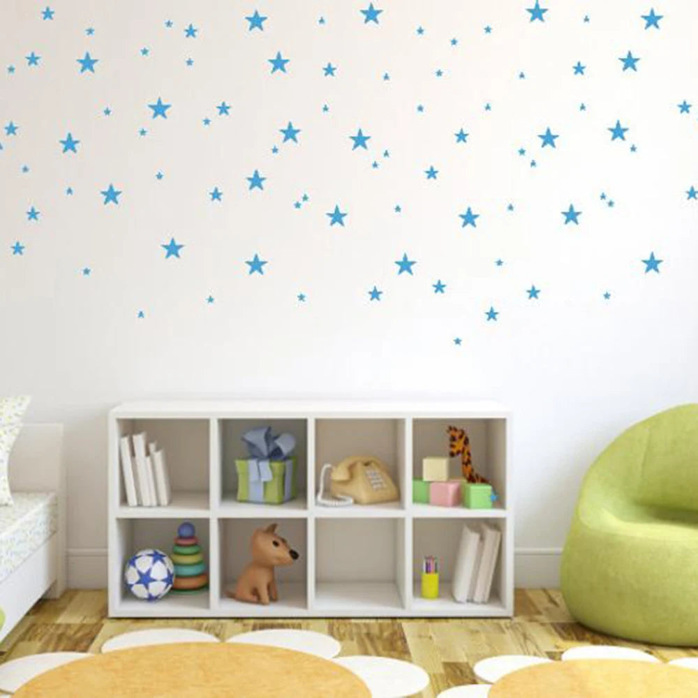 Set Of 50 Mutiple Size Star Wall Sticker Kids Room Bedroom Cartoon Stars Sky Space Wall Decal Baby Nursery Vinyl Decor