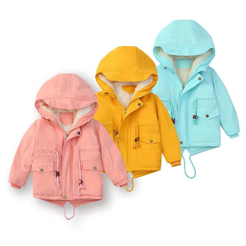 Baby Boys Jackets Children Winter Fleece Coats Toddler Kids Hooded Warm Windbreaker Autumn Boy Outerwear Clothes