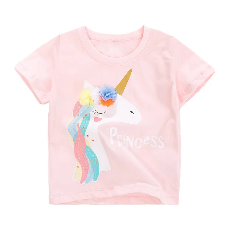 Little maven  Cotton T-shirt Short Sleeves Summer Clothes with Little Bees Lovely for Baby Girls Kids 2 to 7 year