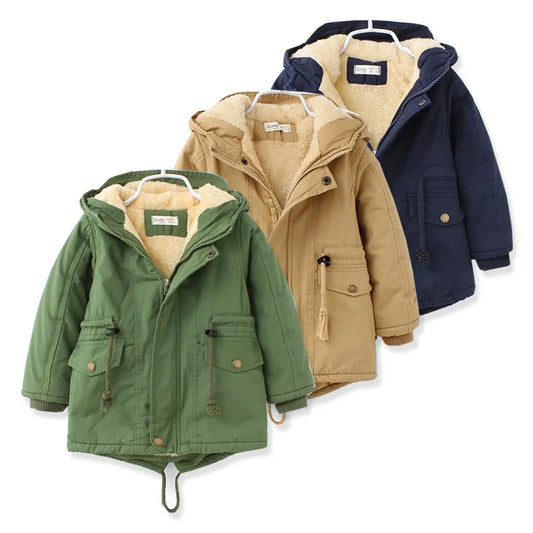 Baby Boys Jackets Children Winter Fleece Coats Toddler Kids Hooded Warm Windbreaker Autumn Boy Outerwear Clothes
