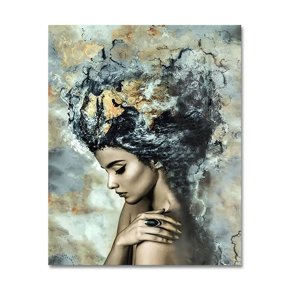 Portrait Wall Art Canvas Painting Posters and Prints Wall Art  Marble Girl Picture for Living Room Home Decor