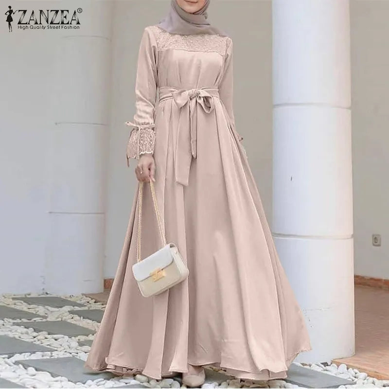 Dubai Turkey Caftan Marocain Eid Mubarek Abaya Hijab Dress  Women Long Sleeve Casual Muslim Dress Islamic Clothing