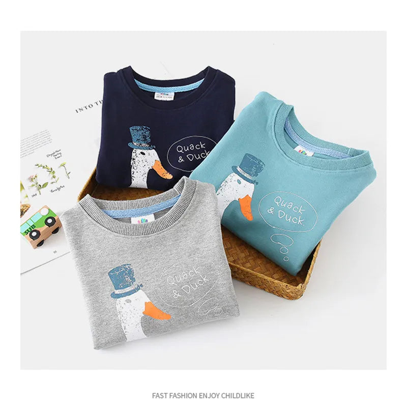 Spring Autumn Korea Style Children'S Birthday Gift Long Sleeve Cartoon Animal Print Kids Baby Boy Sweatshirt
