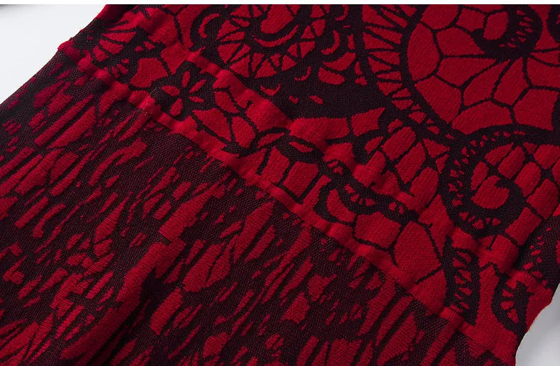 Red autumn/winter  new turtle neck long sleeve cultivate one's temperament sweater knitting dress knee-length dress
