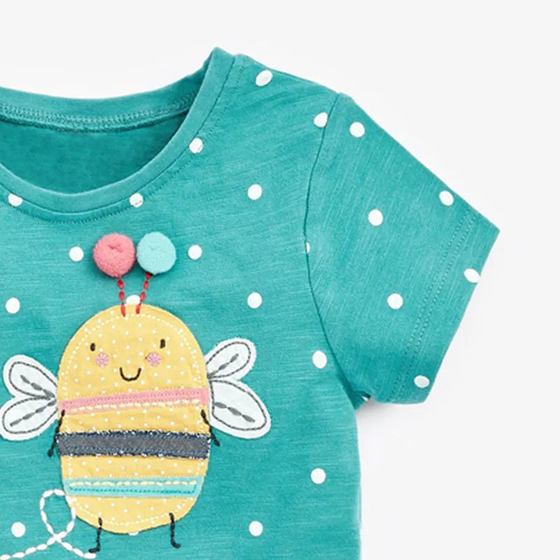 Little maven  Cotton T-shirt Short Sleeves Summer Clothes with Little Bees Lovely for Baby Girls Kids 2 to 7 year