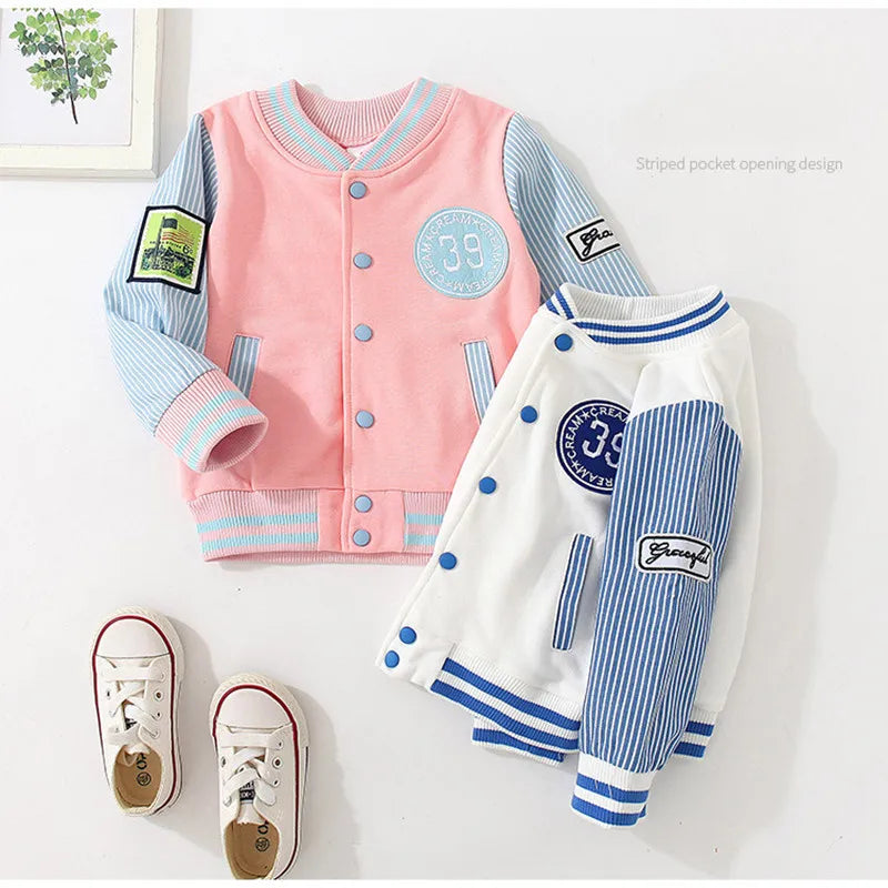 Spring Autumn New Fasion Kid's Clothing Children Patchwork Long Sleeve Baby Baseball Coat Jacket For Boys