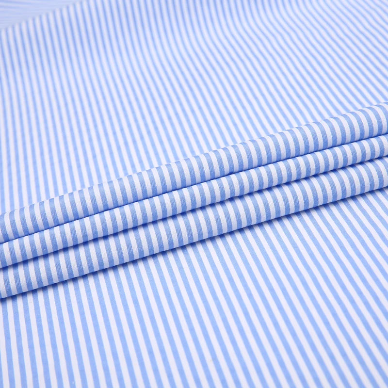 Men's Classic French Cuffs Striped Dress Shirt Single Patch Pocket Standard-fit Long Sleeve Wedding Shirts