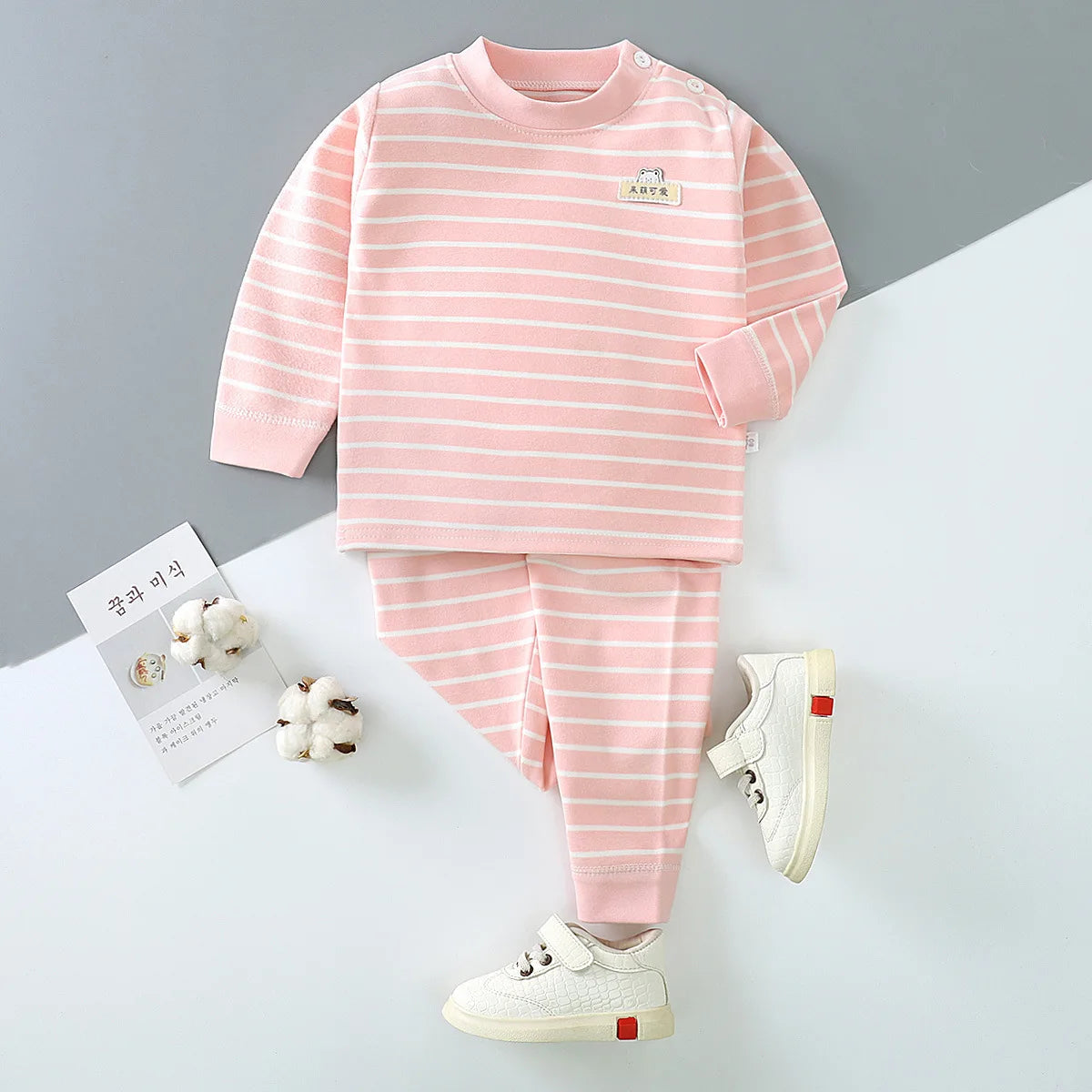 New Kids Boys Girls Pajama Sets Striped Long Sleeve O-Neck T-Shirt Tops with Pants Toddler Autumn Warm Sleeping Clothes Set kids girls boys toddlers