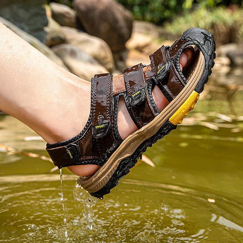 Men's Sandals Genuine Leather Casual Men's Shoes Outdoor Comfortable Breathable Beach Sandals Roman Fashion Sneakers