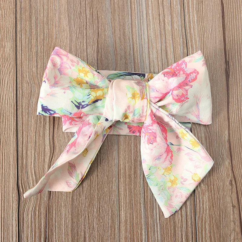 Spring 3Piece Outfits Newborn Baby Girls Clothes Long Sleeve Cotton Bodysuits+Flowers Pants+Headband Infant Clothing Sets
