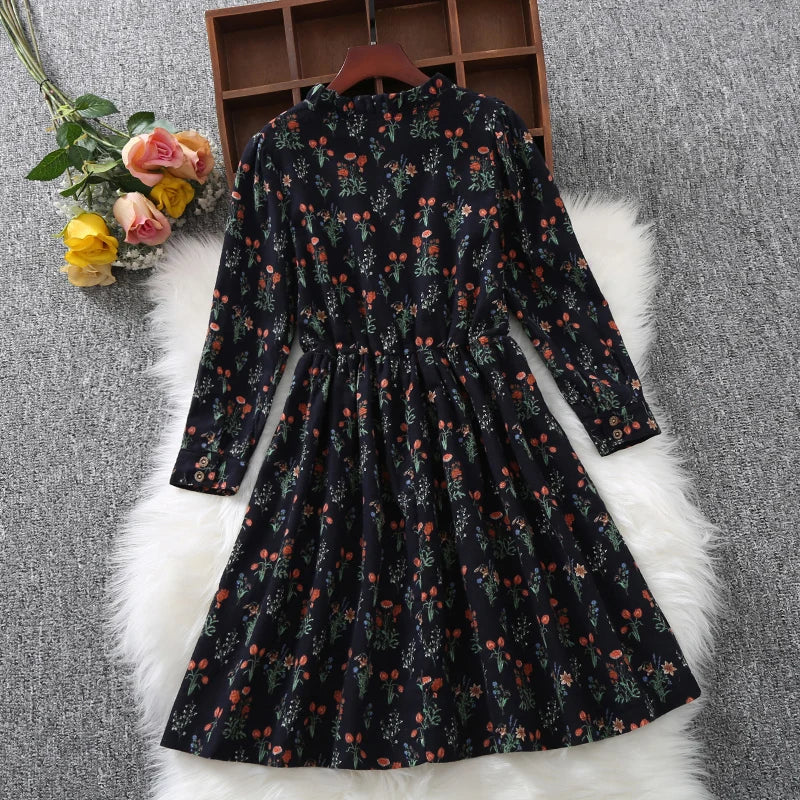 Cotton Baby Girls Dresses Spring Autumn Long Sleeve Floral Print Kids Clothes for Teens Outfits Vestidos