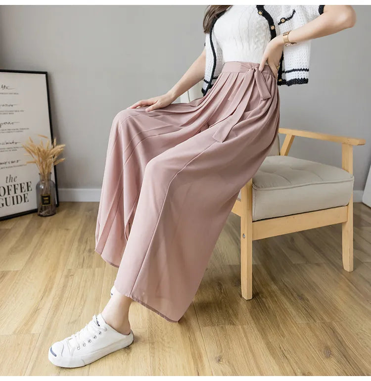 Spring Summer, Women Chiffon Trousers High Waist Pants