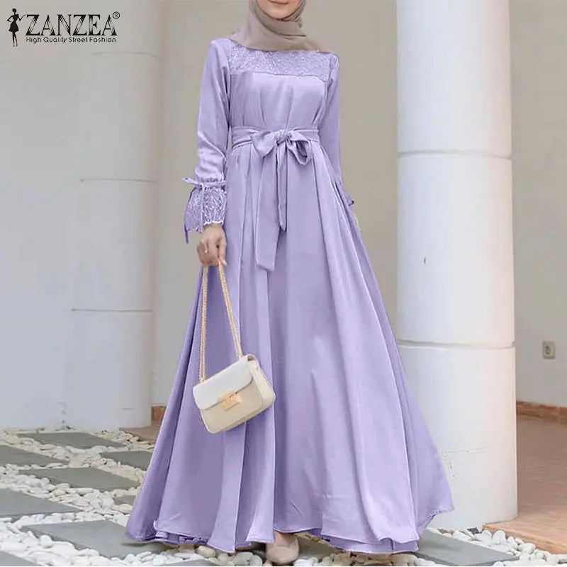 Dubai Turkey Caftan Marocain Eid Mubarek Abaya Hijab Dress  Women Long Sleeve Casual Muslim Dress Islamic Clothing