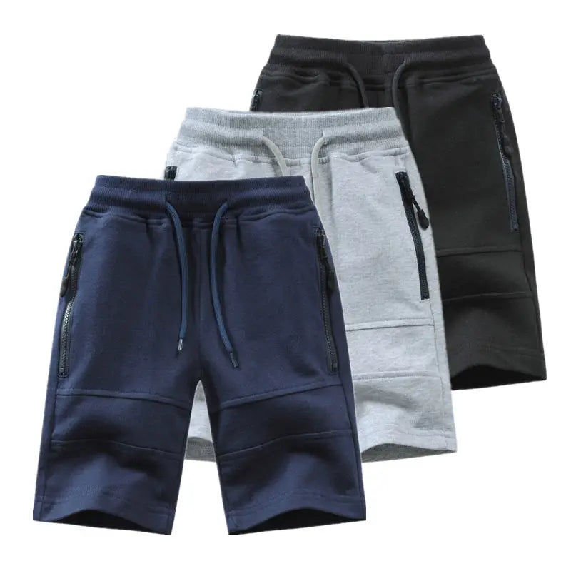 Children Boys Shorts  Summer Zipper Pocket Design Kids Casual Knitted Shorts For Boys 3 4 6 8 10 12 14 Years Clothing Dwq240