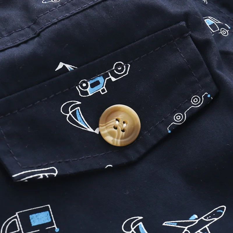 Boys Beach Shorts Causal Clothes Cotton Car Plane Print Pocket Elastic Shorts For Kids Baby Boys