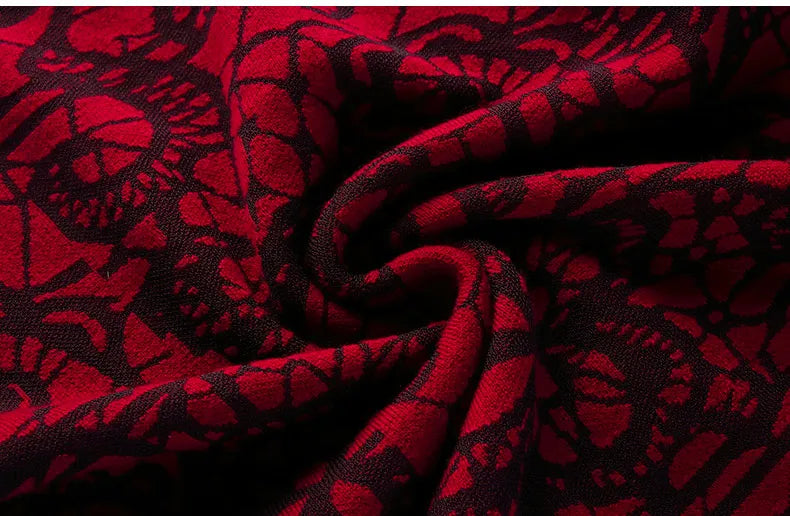 Red autumn/winter  new turtle neck long sleeve cultivate one's temperament sweater knitting dress knee-length dress