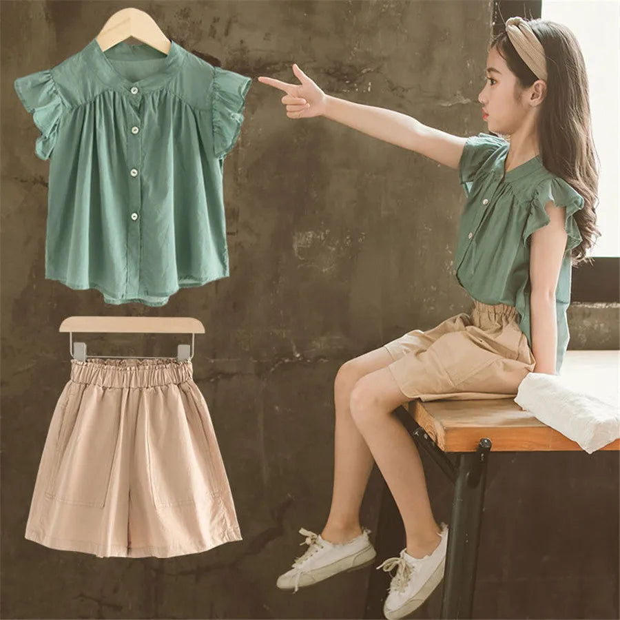 Girls Clothes Set Summer top + Short Pants 2 PCS Children Clothing For Girls Teen Kids Girls Clothes 8 10 12  Year