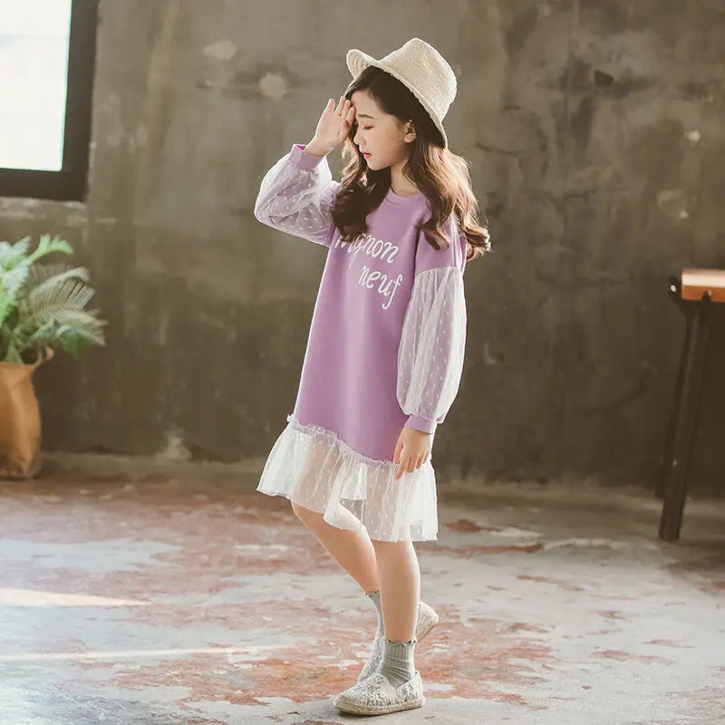 Teenager dress clothes girls dress cotton children long sleeve dress long sleeve dress for girls