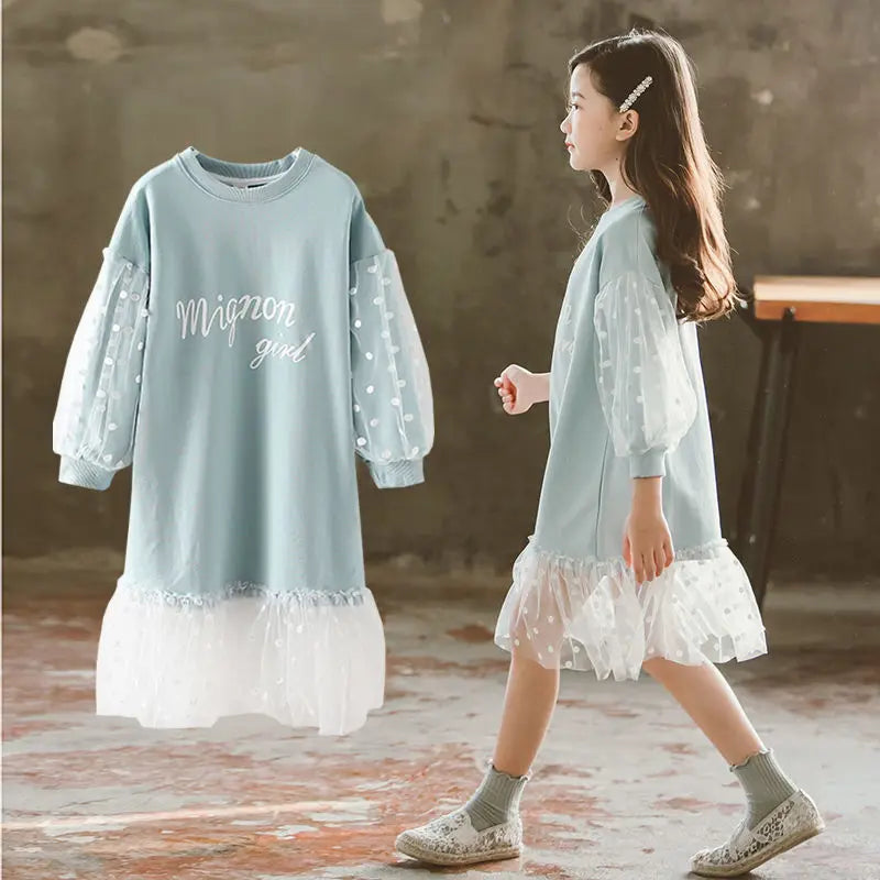Teenager dress clothes girls dress cotton children long sleeve dress long sleeve dress for girls