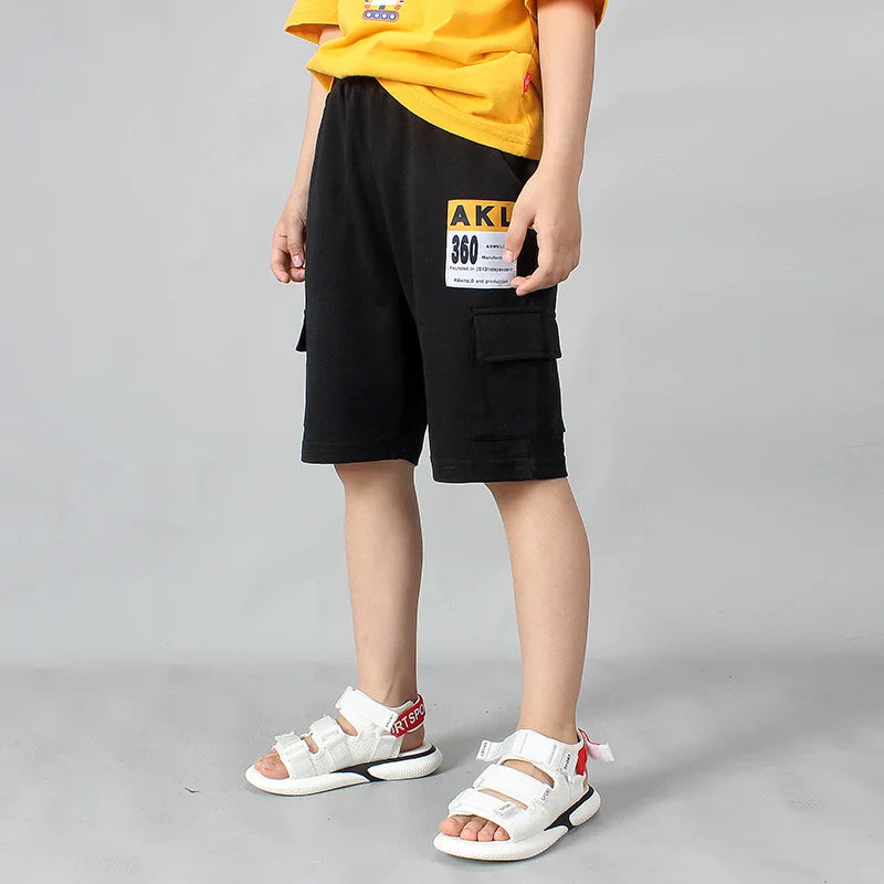 Children Boys Shorts  Summer Zipper Pocket Design Kids Casual Knitted Shorts For Boys 3 4 6 8 10 12 14 Years Clothing Dwq240