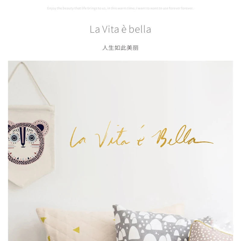 Italian French Byword Phrase Art Vinyl Wall Stickers For Office Room Study Bedroom Home Decoration Sticker Mural Wall Decal Décor