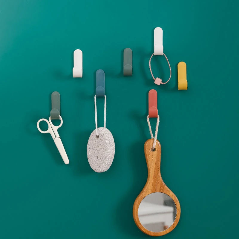 Towel Hook Plastic Door Hanger Self Adhesive Wall Hanger Hat Racks Key Hanger Wall Organizer Home Decor Key Holder