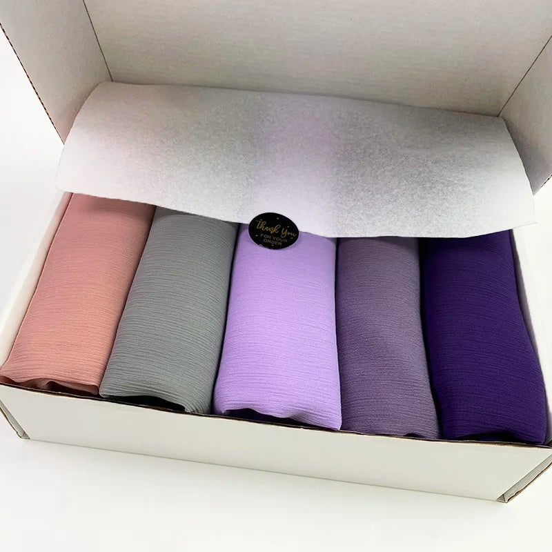 Women's Pleated Hijab Heavy Chiffon Scarf Wrap Solid Color Shawls Headband Muslim Hijabs Headscarf New Trendy