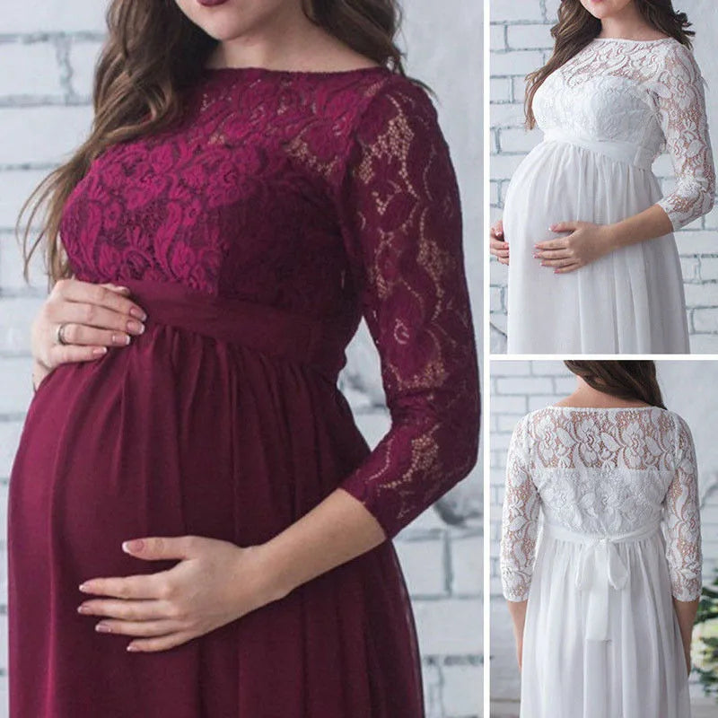 Maternity Dress  Pregnancy Photo Shoot Pregnant Women Mother Sleeveless Elegant Vestido Lace Party Evening Maternity Clothes