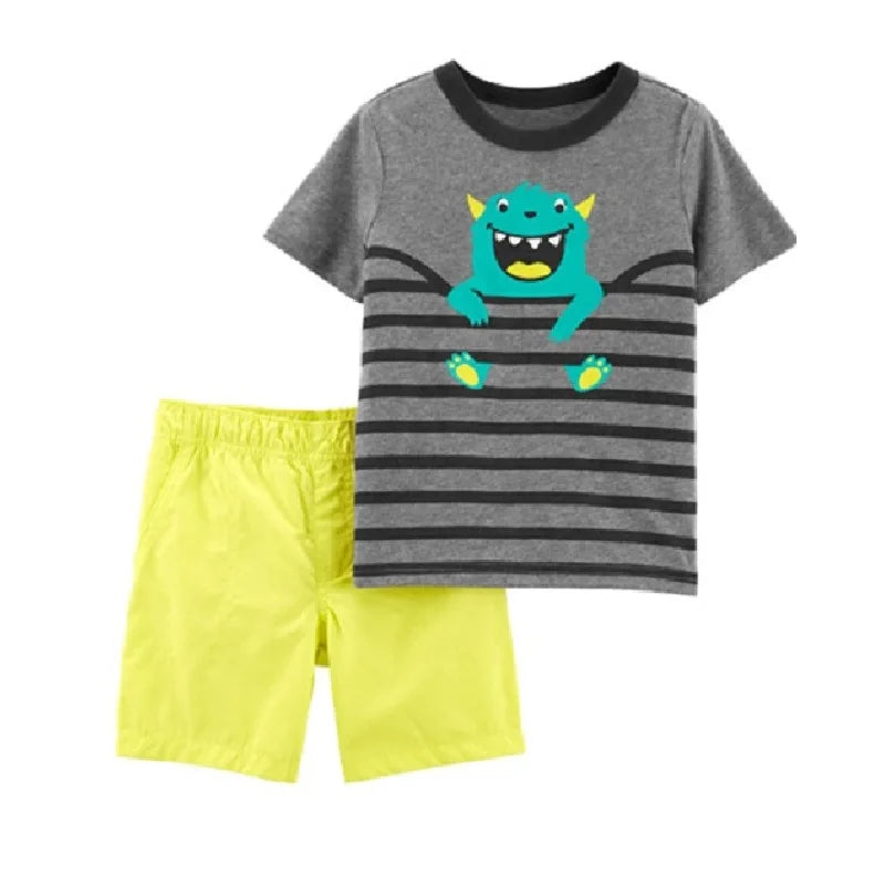 Baby Boys Clothes Suit Summer Dino T-Shirts + Camo Shorts Pants Sets Casual Boy Outfit Cotton Sets Tops 6 9 12 18 24M