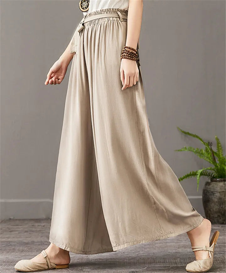 Women' Summer Casual Bohemian Wide Leg Pants  thin cotton linen Trousers fashion Skirts pants