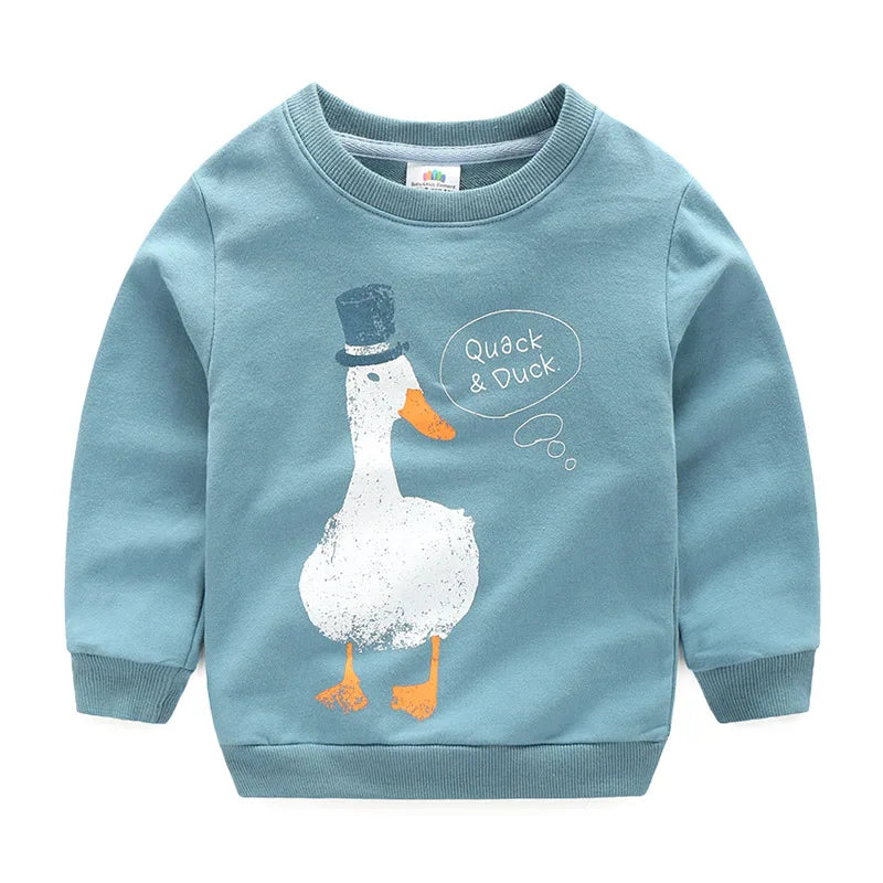 Spring Autumn Korea Style Children'S Birthday Gift Long Sleeve Cartoon Animal Print Kids Baby Boy Sweatshirt