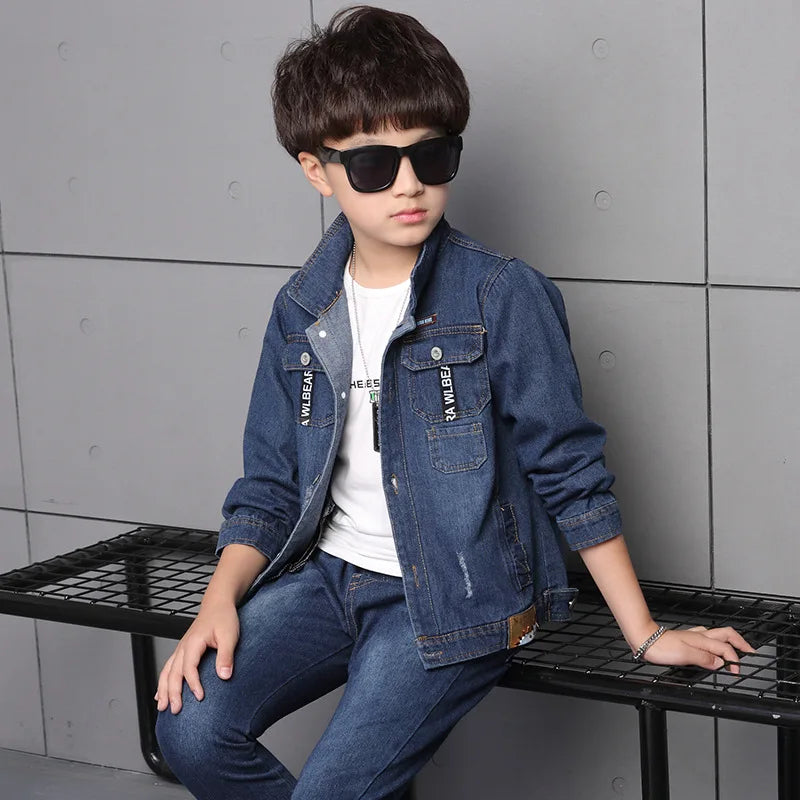 Children's Clothing Boy Spring Suit  Korean Children's Denim Suit Two Sets Of Autumn Children Clothes