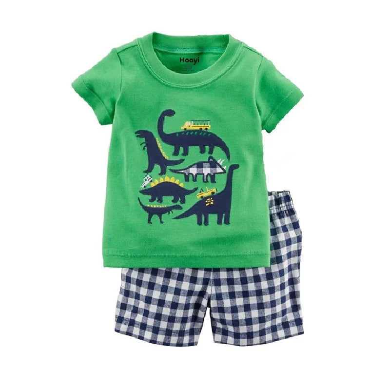 Baby Boys Clothes Suit Summer Dino T-Shirts + Camo Shorts Pants Sets Casual Boy Outfit Cotton Sets Tops 6 9 12 18 24M