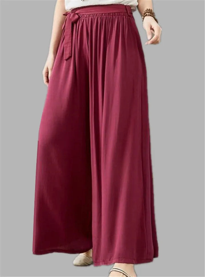 Women' Summer Casual Bohemian Wide Leg Pants  thin cotton linen Trousers fashion Skirts pants